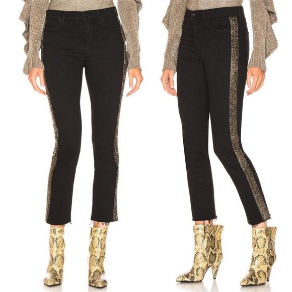 MOTHER The Rascal Ankle Fray Jeans in Guilty Flash Sz 26 Side Stripe Beaded NWT - Picture 2 of 15